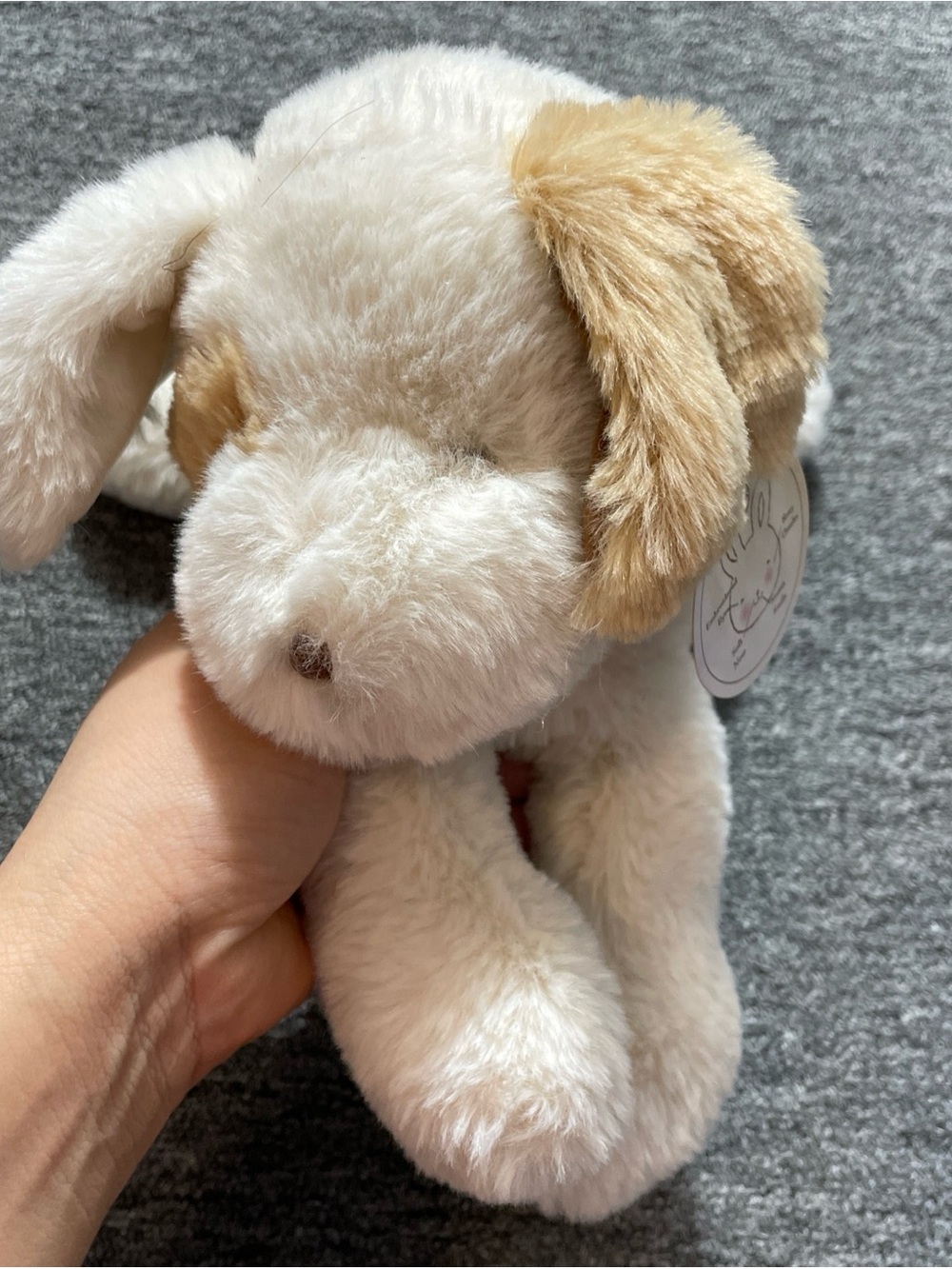 Bunnies by the Bay Puppy Dog Skipit Plush Baby Lovey 11" Beige Cream Tan Spots